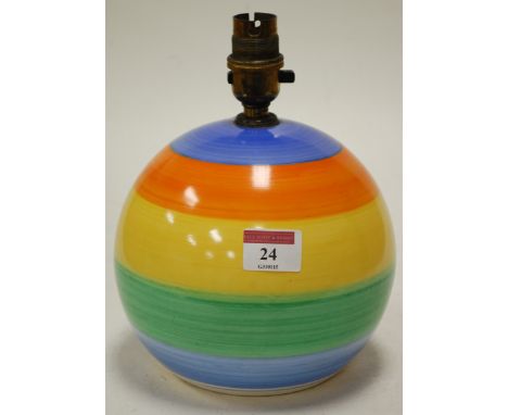 A Waite & Son of Mitcham painted soft paste porcelain table lamp base with fittings 