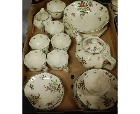 A Royal Doulton Old Leeds Spray pattern part tea service 