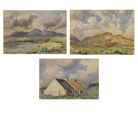 John Anderson - Three watercolours - Irish scene of the Mourne Mountains, and another Across Dundrum Bay Co. Down and a third