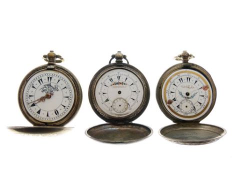 Three pocket watches for the Eastern market, comprising K. Serkisoff &amp; Co Constantinople 800 standard white metal example