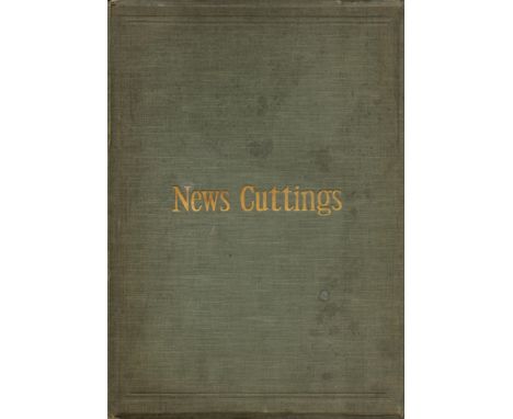 Large volume 11" x 15" entitled 'Newscuttings'. Consists of many newspaper cuttings affixed to pages around the early 1890s o