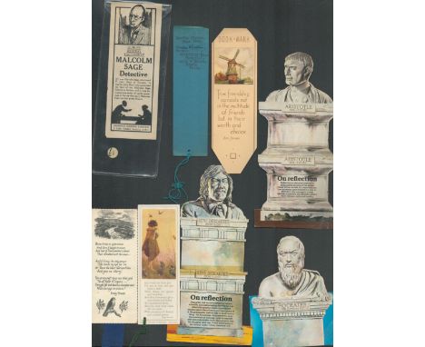 The following 8 bookmarks are offered as one lot. They are of a literary nature and include: 1. Socrates 2. Aristotle 3. Rene