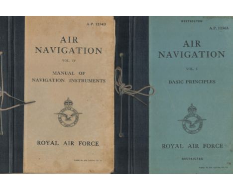 Air Navigation Restricted. Volume One. Basic Principles. Royal Air Force. A Binder 8" x 10" in blue boards, titled in black. 