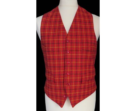 SWAINE & ADENEY: A RED CHECKED HUNTING WAISTCOAT with silk lining, size 38"Provenance: A Private Collection of Clothing & Acc