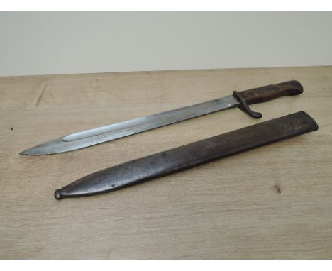 A Geman Mauser Bayonet Model 98/05 1915, also known as a Butcher Knife Bayonet, blade marked Deutsche Maschinenfabrik A-G Dui