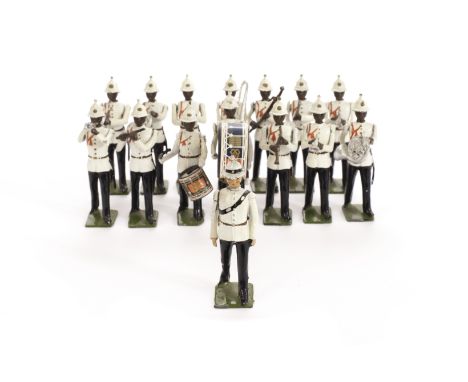 Britains unlisted set 3/228 Bahamas Police Band,  unboxed and consisting of 25 pieces only. Generally G, 1 F, (25)b bass drum
