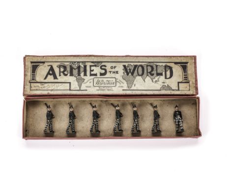 Britains unlisted set 1913 Cameronian Rifles, in Armies of the World box with stamped end label, generally G, 1F, box F, (8 i