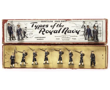 Britains figures of the Royal Navy, set 2080 Royal Navy at slope in illustrated box, unboxed set 151 Bluejackets and second g