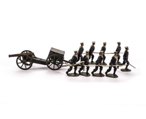 Britains Royal Navy Landing Party from set 79, generally, a few faults, ropes replaced, 1 rating not matching and ring hand i