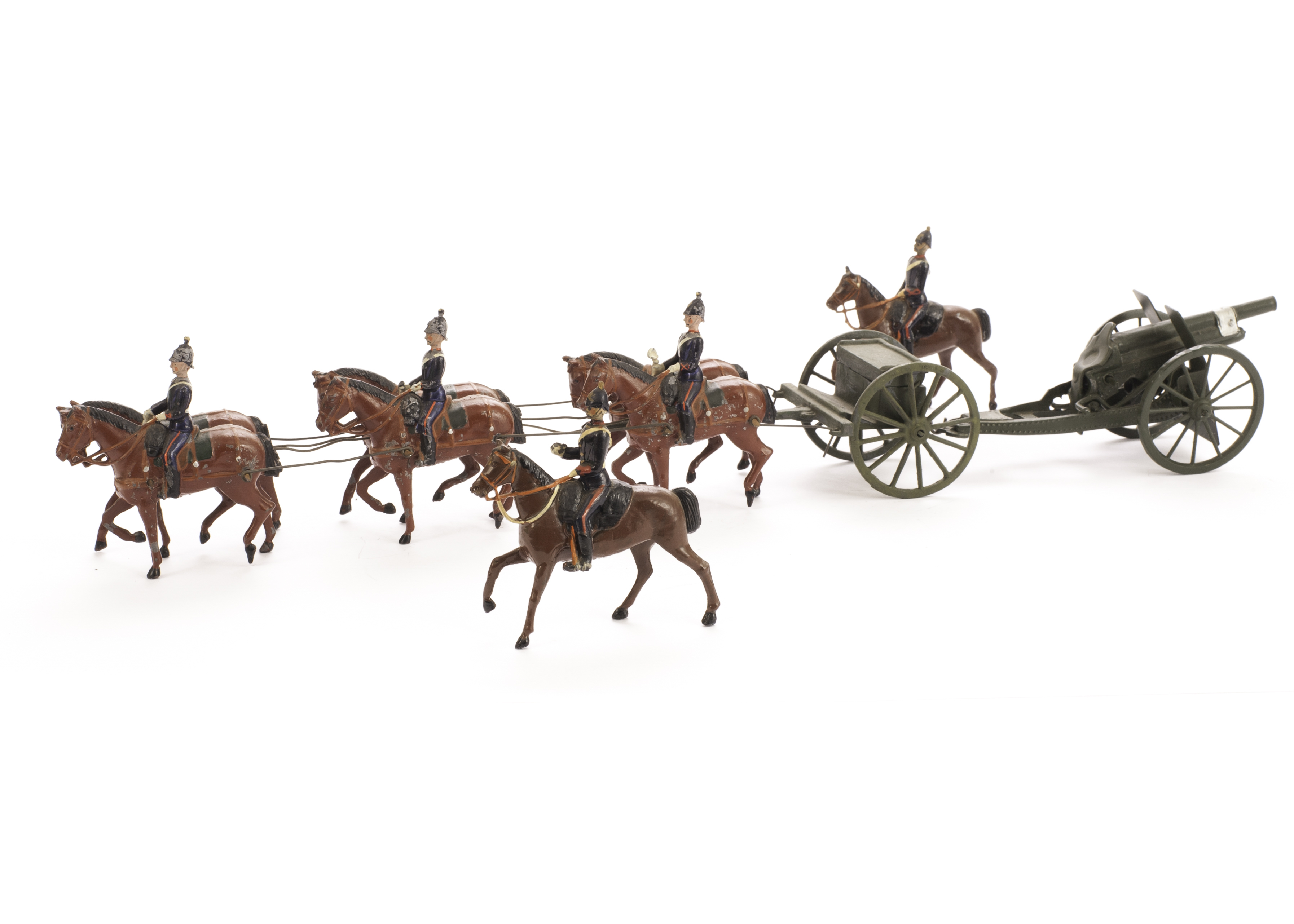 Britains set 144 walking Royal Field Artillery, 2 mounted officers ...