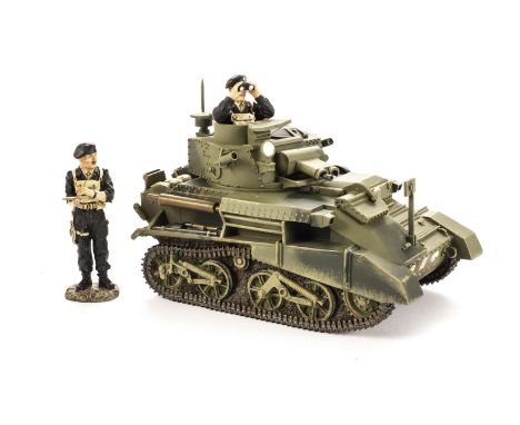 King & Country British Forces FOB19 Vickers Mk VI Light Reconnaissance Tank with Commander and dismounted man, VG, (2) 
