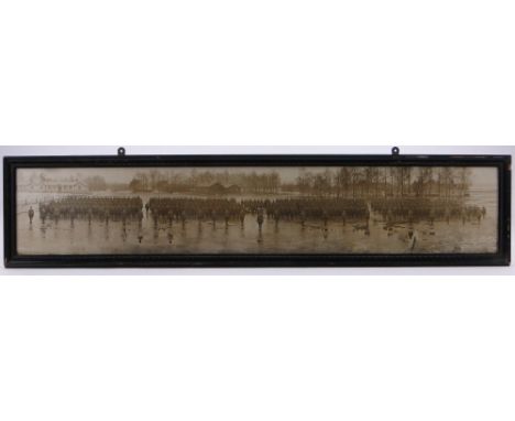 A First World War Regimental photograph taken at Pirbright,
by H R Gwyer Gibbs 81208C, in glazed frame, length 41.5".