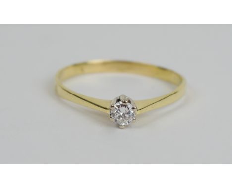 Diamant-Brillant-Ring, 585er Gold, Gew.2,10g Brillant ca.0,20ct, Krappenfassung, U.66