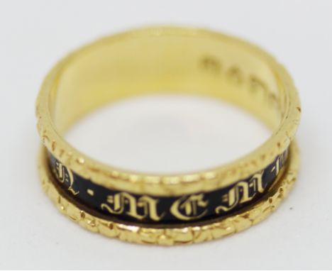 A Georgian 18ct gold and enamelled mourning ring, 3.3g grossThere are a couple of areas of enamel missing, size M/N