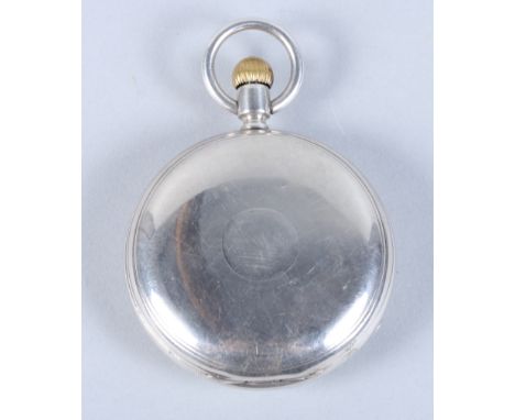 A silver cased full hunter pocket watch by Lund Bros, white enamel dial with Roman numerals and subsidiary seconds dial Condi