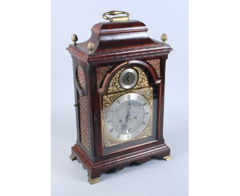 An early 20th century B Wood of London mahogany bracket clock of George III design, with fusee movement, the etched silvered 