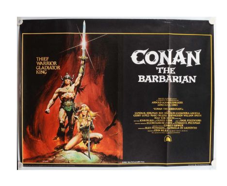 Conan The Barbarian (1982) UK Quad Poster, UK Quad poster for the fantasy starring Arnold Schwarzenegger with Renato Casaro a