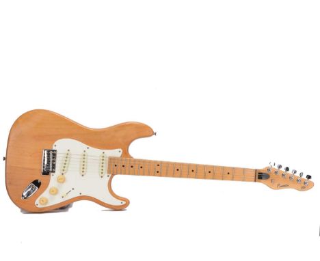 Electric Guitars, two guitars comprising s aShine Strat Electric Guitar black good condition with some very light scratches t