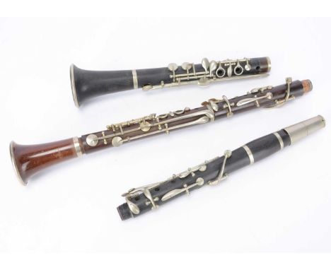 Clarinets, Hawkes & Son Clarinet MB 336 Denman Street, Piccadilly Circus, London stamped on clarinet used condition together 