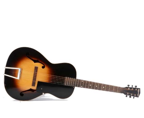 Gibson Kalamazoo Acoustic Guitar, Gibson six string arch-top Sunburst Kalamazoo Acoustic Guitar internal label printed 'Made 