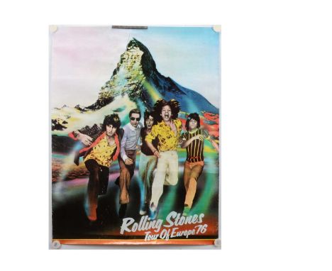 Rolling Stones Poster, Rolling Stones Tour Of Europe '76 Poster - measures 38" by 28" - rolled with a 12" tear down the centr
