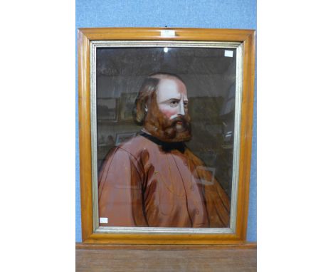 English School, portrait, reverse painting on glass, framed 