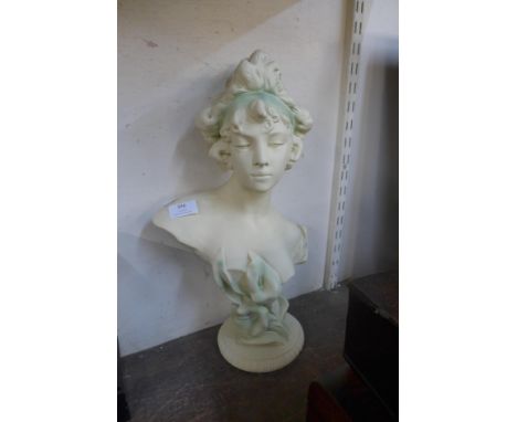 An Art Nouveau lily girl plaster bust 