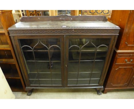 A Chippendale Revival mahogany two door bookcase 