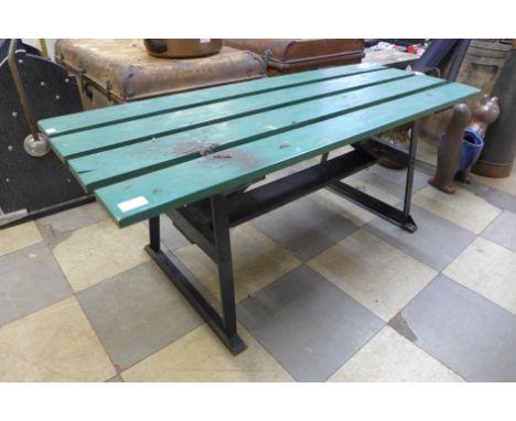 A painted garden bench 