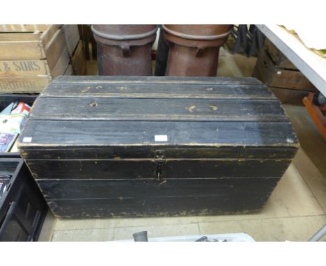A Victorian pine dome topped trunk 