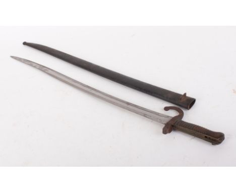 Chassepot bayonet, c.1873, 22 ½ ins waved fullered blade, in black painted metal scabbard, numbered FG 49499