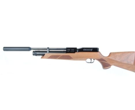 .22 Weihrauch Sport HW100KS, pre charged repeating air rifle with silencer, 14 shot rotary magazine, Monte Carlo stock, as ne