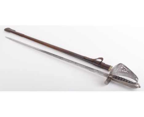 Royal Fusiliers British Pattn 1897 Infantry Officers sword, 32,1/2 ins single edged fullered etched blade with GR cypher by W