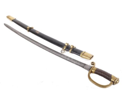 Russian Imperial Officers sword (contemporary) with 32 ins slightly curved fullered blade, indistinct makers mark and dated 1