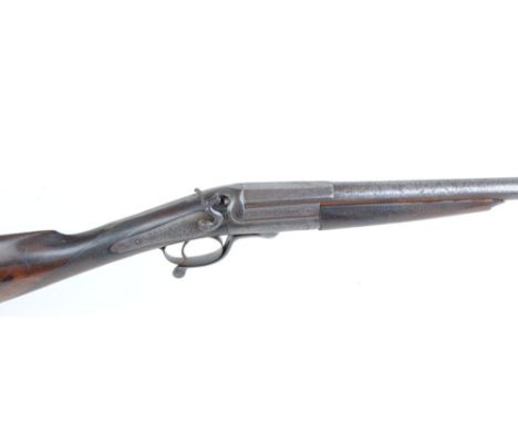 16 bore hammer by Mortimer & Son, 30 ins damascus barrel, engraved back action lock signed Mortimer & Son, side hammer, (firi