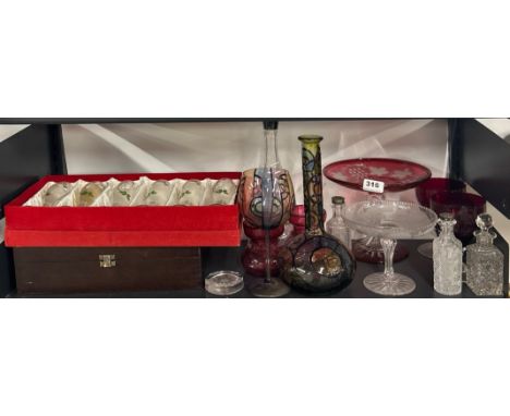 A Bohemian glass tazza, H. 18cm, together with a quantity of other good glassware.