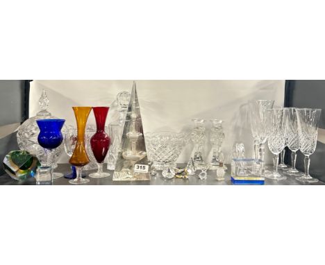 A quantity of good cut crystal and other glassware, tallest H. 28cm.