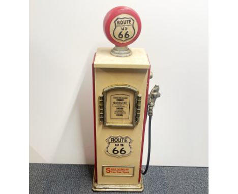 An amusing vintage Route 66 petrol pump CD cabinet, H. 100cm.