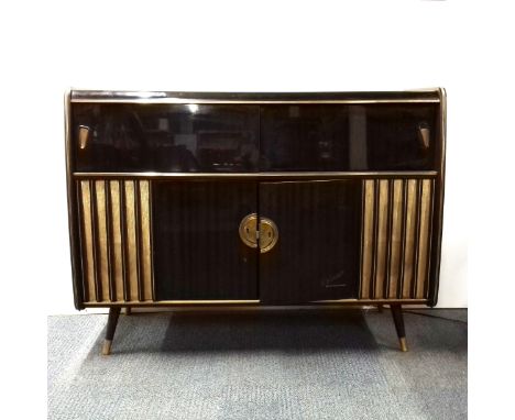 A mid 20thC Blaupunkt stereo radiogram with pull out Garrard deck/record player, cabinet 114 x 88 x 40cm.