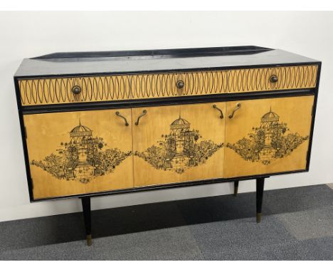 A Robert Heritage mid century ebonised wood and ash credenza sideboard designed by Dorothy Heritage for Pitt &amp; Scott Lond