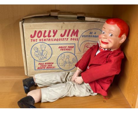 A boxed Jolly Jim ventriloquist's doll.