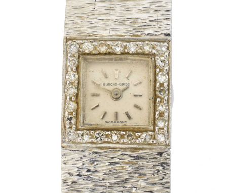 An 18ct gold diamond Bueche Girod wristwatch, An 18ct gold diamond Bueche Girod wristwatch, the signed square dial with baton