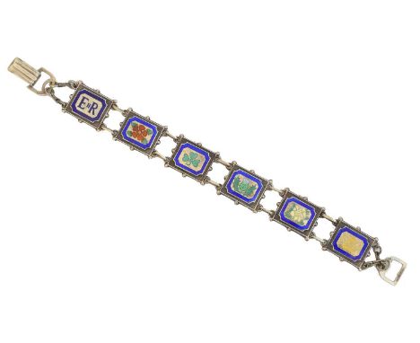 A silver enamel bracelet by Turner &amp; Simpson, A silver enamel bracelet by Turner &amp; Simpson, designed as a series of v