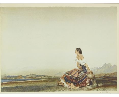 Sir William Russell Flint RA RSW PRWS, British 1880-1969,   The Distant Gaze;lithograph in colours on wove,  signed in pencil