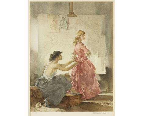 Sir William Russell Flint RA RSW PRWS, British 1880-1969,Adjusting the Dress;lithograph in colours on wove, signed in pencil,