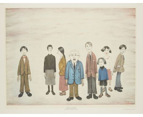 Laurence Stephen Lowry RBA RA, British 1887-1976,His Family;offset lithograph on wove,  signed in pencil,  printed by Chorley