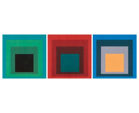 Josef Albers,  German/American 1888-1976, Homage to the Square (Blue with Black Square); Homage to the Square (Red with Teal 
