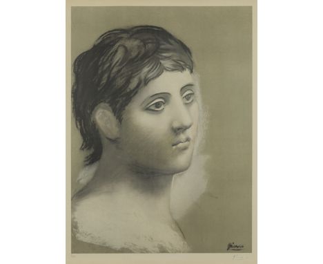 Pablo Picasso,  Spanish 1881-1973,   Tete d'Homme, 1948;   pochoir print on wove,  signed in pencil and signed in the plate, 