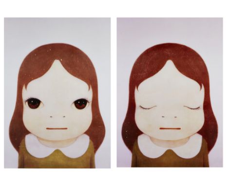 Yoshitomo Nara, Japanese b.1959-   Cosmic Girl: Eyes Closed, 2008; Cosmic Girl: Eyes Open, 2008;each offset lithograph in col