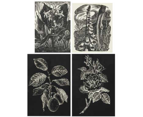 Monica Poole,  British 1921-2003,Hyacinth; Foxglove; and two other works; two woodcut engravings on wove, each signed and ins